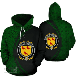 Irish House of O'GORMLEY Coat of Arms Irish Family Crest Hoodie Black Green Circle Style Hoodie