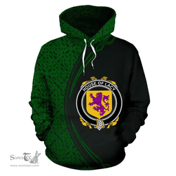 Irish House of LACY Coat of Arms Irish Family Crest Hoodie Black Green Circle Style Hoodie