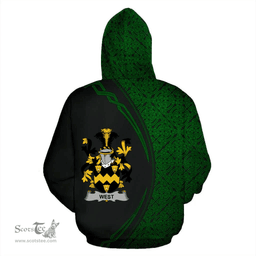 Irish West Coat of Arms Irish Family Crest Hoodie Black Green Circle Style Hoodie