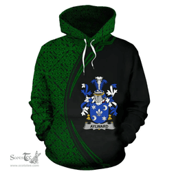 Irish Aylward Coat of Arms Irish Family Crest Hoodie Black Green Circle Style Hoodie