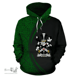 Irish Lewis Coat of Arms Irish Family Crest Hoodie Black Green Circle Style Hoodie