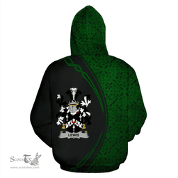 Irish Lewis Coat of Arms Irish Family Crest Hoodie Black Green Circle Style Hoodie