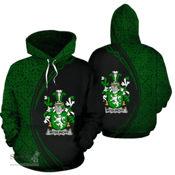 Irish McGlinchy or McGlinchey Coat of Arms Irish Family Crest Hoodie Black Green Circle Style Hoodie