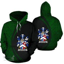 Irish Halligan or O'Halligan Coat of Arms Irish Family Crest Hoodie Black Green Circle Style Hoodie