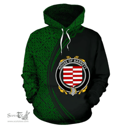 Irish House of BARRETT Coat of Arms Irish Family Crest Hoodie Black Green Circle Style Hoodie