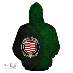 Irish House of BARRETT Coat of Arms Irish Family Crest Hoodie Black Green Circle Style Hoodie