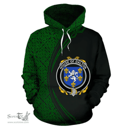 Irish House of DALTON Coat of Arms Irish Family Crest Hoodie Black Green Circle Style Hoodie