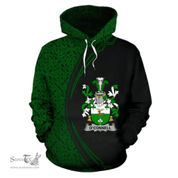 Irish Connell or O'Connell Coat of Arms Irish Family Crest Hoodie Black Green Circle Style Hoodie
