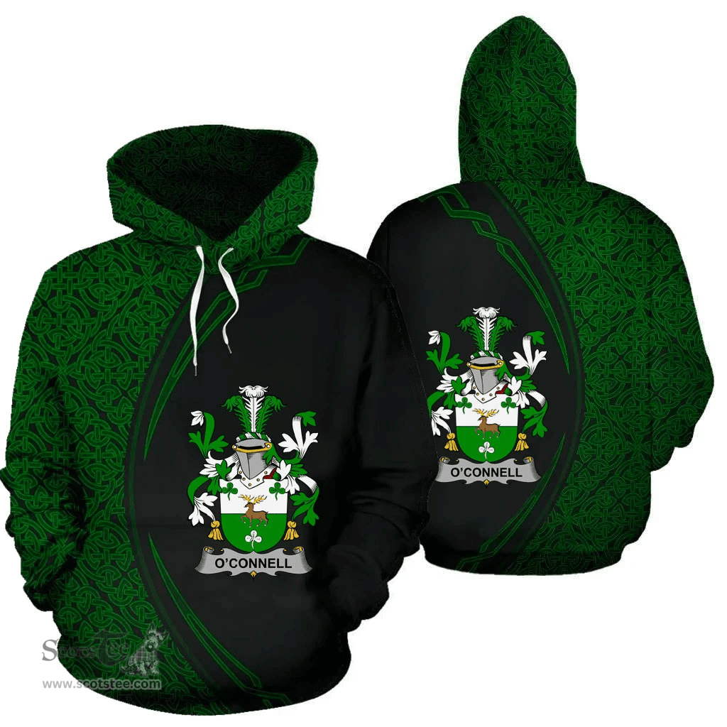 Irish Connell or O'Connell Coat of Arms Irish Family Crest Hoodie Black Green Circle Style Hoodie