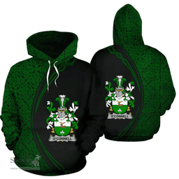 Irish Connell or O'Connell Coat of Arms Irish Family Crest Hoodie Black Green Circle Style Hoodie