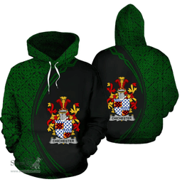 Irish Chichester Coat of Arms Irish Family Crest Hoodie Black Green Circle Style Hoodie