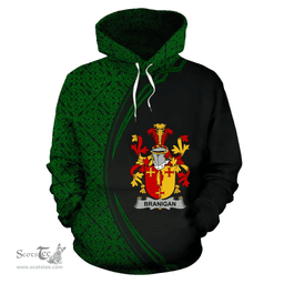 Irish Branigan or O'Branagan Coat of Arms Irish Family Crest Hoodie Black Green Circle Style Hoodie