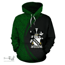 Irish Bunbury Coat of Arms Irish Family Crest Hoodie Black Green Circle Style Hoodie