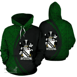 Irish Bunbury Coat of Arms Irish Family Crest Hoodie Black Green Circle Style Hoodie