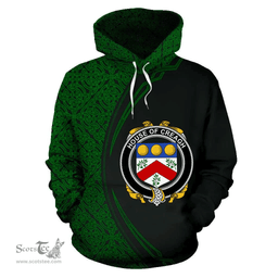 Irish House of CREAGH Coat of Arms Irish Family Crest Hoodie Black Green Circle Style Hoodie