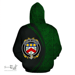 Irish House of CREAGH Coat of Arms Irish Family Crest Hoodie Black Green Circle Style Hoodie
