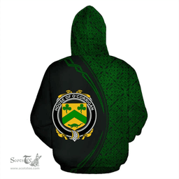 Irish House of O'CORRIGAN Coat of Arms Irish Family Crest Hoodie Black Green Circle Style Hoodie