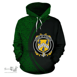Irish House of O'REGAN Coat of Arms Irish Family Crest Hoodie Black Green Circle Style Hoodie