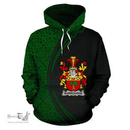 Irish Burroughs Coat of Arms Irish Family Crest Hoodie Black Green Circle Style Hoodie
