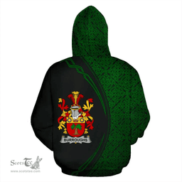 Irish Burroughs Coat of Arms Irish Family Crest Hoodie Black Green Circle Style Hoodie