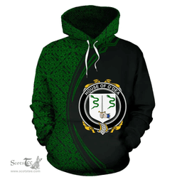 Irish House of O'DEA Coat of Arms Irish Family Crest Hoodie Black Green Circle Style Hoodie