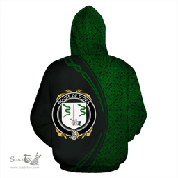 Irish House of O'DEA Coat of Arms Irish Family Crest Hoodie Black Green Circle Style Hoodie