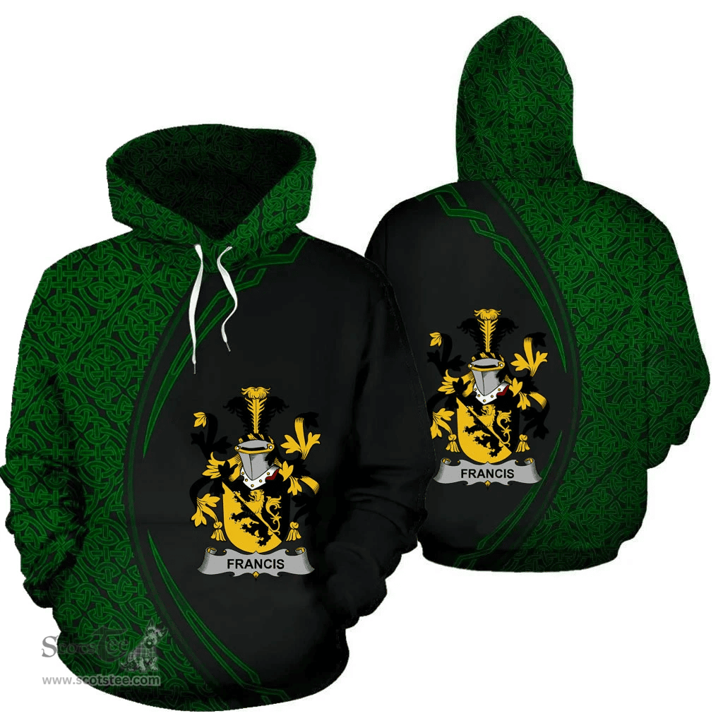 Irish Francis Coat of Arms Irish Family Crest Hoodie Black Green Circle Style Hoodie