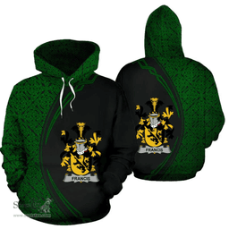 Irish Francis Coat of Arms Irish Family Crest Hoodie Black Green Circle Style Hoodie