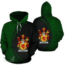 Irish Gould Coat of Arms Irish Family Crest Hoodie Black Green Circle Style Hoodie