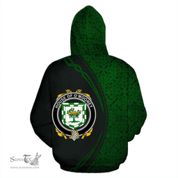 Irish House of O'MOONEY Coat of Arms Irish Family Crest Hoodie Black Green Circle Style Hoodie