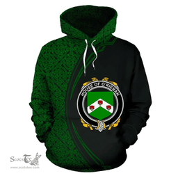 Irish House of O'KIERAN Coat of Arms Irish Family Crest Hoodie Black Green Circle Style Hoodie