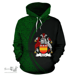Irish Berry Coat of Arms Irish Family Crest Hoodie Black Green Circle Style Hoodie