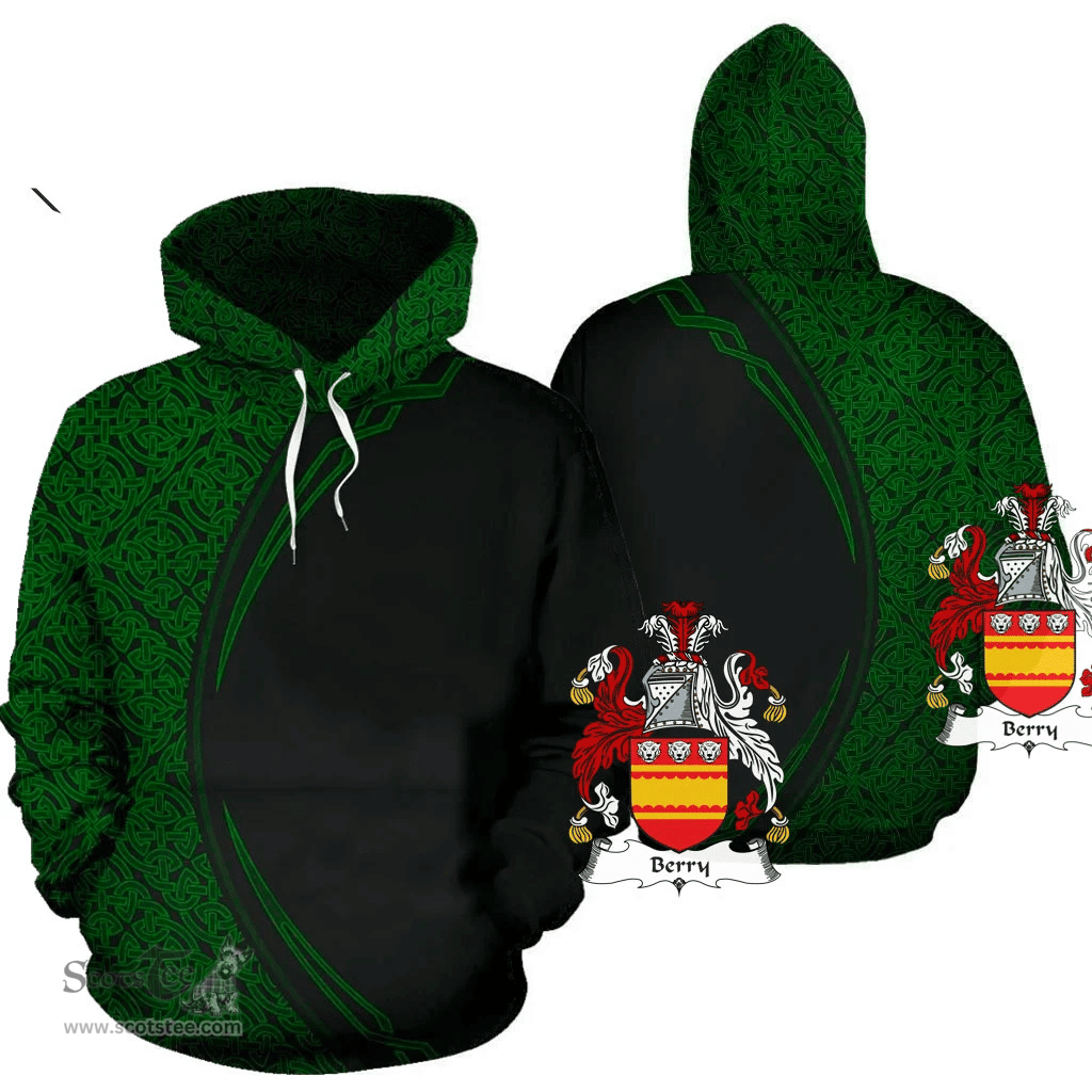 Irish Berry Coat of Arms Irish Family Crest Hoodie Black Green Circle Style Hoodie