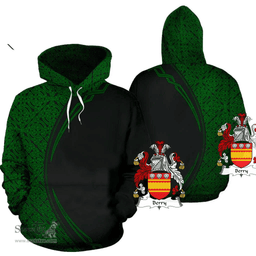 Irish Berry Coat of Arms Irish Family Crest Hoodie Black Green Circle Style Hoodie