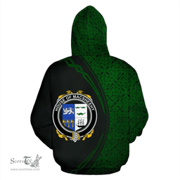 Irish House of MACSHEEHY Coat of Arms Irish Family Crest Hoodie Black Green Circle Style Hoodie