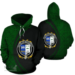 Irish House of MACSHEEHY Coat of Arms Irish Family Crest Hoodie Black Green Circle Style Hoodie