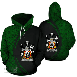 Irish Harper Coat of Arms Irish Family Crest Hoodie Black Green Circle Style Hoodie