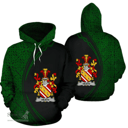 Irish Heath Coat of Arms Irish Family Crest Hoodie Black Green Circle Style Hoodie