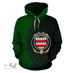 Irish House of NUGENT Coat of Arms Irish Family Crest Hoodie Black Green Circle Style Hoodie