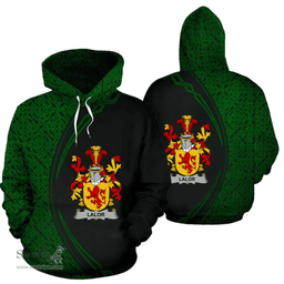 Irish Lalor or O'Lawlor Coat of Arms Irish Family Crest Hoodie Black Green Circle Style Hoodie