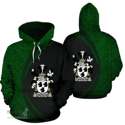 Irish Cantelow (e) Coat of Arms Irish Family Crest Hoodie Black Green Circle Style Hoodie