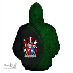 Irish Wybrants Coat of Arms Irish Family Crest Hoodie Black Green Circle Style Hoodie