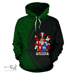 Irish Wybrants Coat of Arms Irish Family Crest Hoodie Black Green Circle Style Hoodie