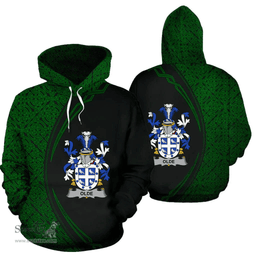 Irish Olde Coat of Arms Irish Family Crest Hoodie Black Green Circle Style Hoodie