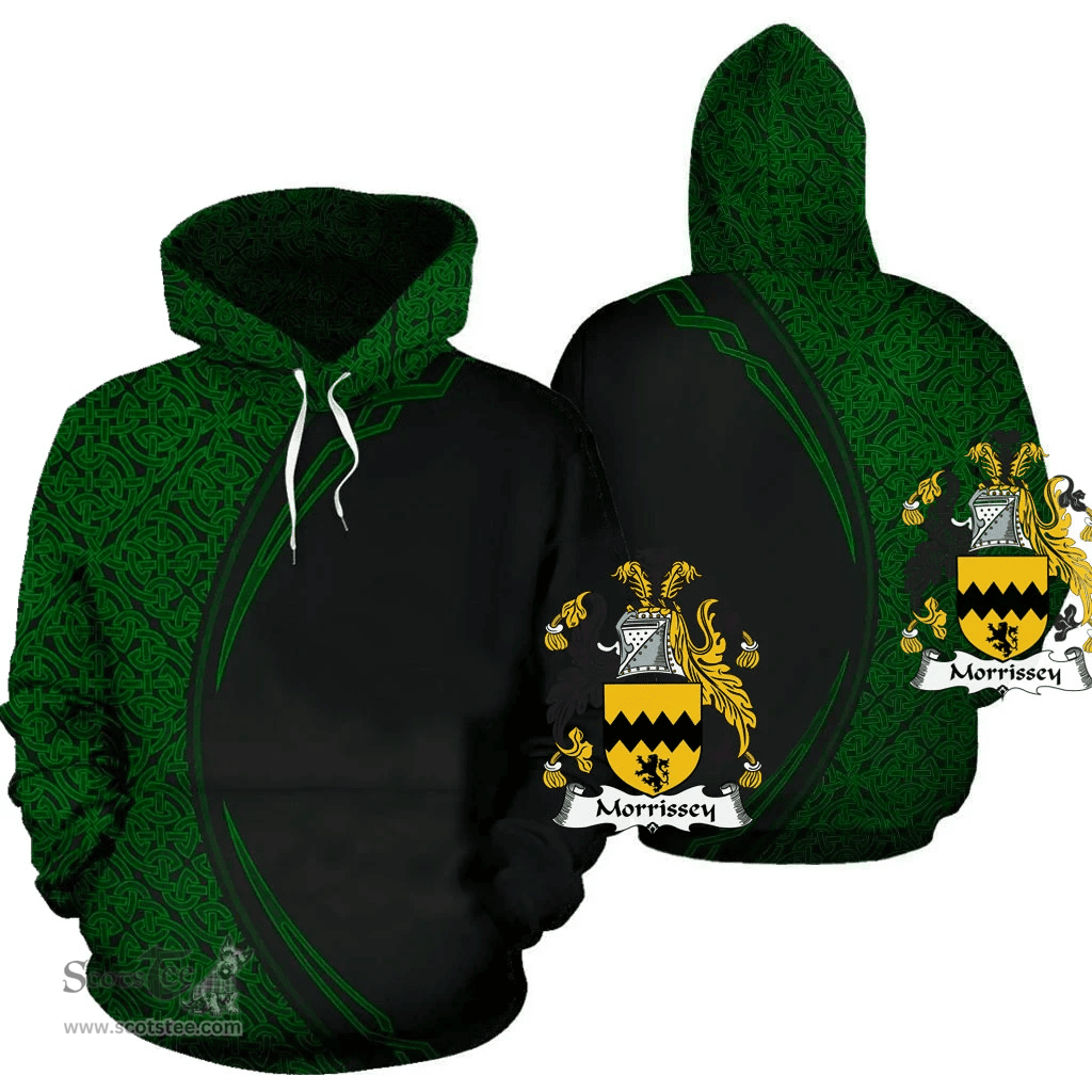 Irish Morrissey Coat of Arms Irish Family Crest Hoodie Black Green Circle Style Hoodie