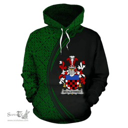 Irish Micklethwait Coat of Arms Irish Family Crest Hoodie Black Green Circle Style Hoodie