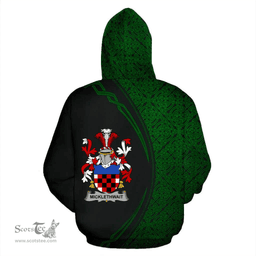 Irish Micklethwait Coat of Arms Irish Family Crest Hoodie Black Green Circle Style Hoodie