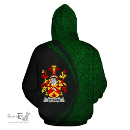 Irish Bateman Coat of Arms Irish Family Crest Hoodie Black Green Circle Style Hoodie