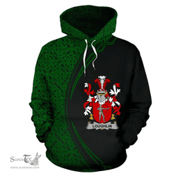 Irish Loughlin or O'Loughlin Coat of Arms Irish Family Crest Hoodie Black Green Circle Style Hoodie