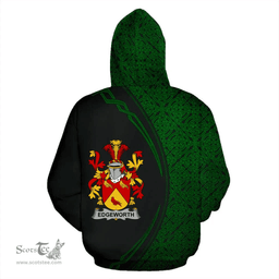 Irish Edgeworth Coat of Arms Irish Family Crest Hoodie Black Green Circle Style Hoodie